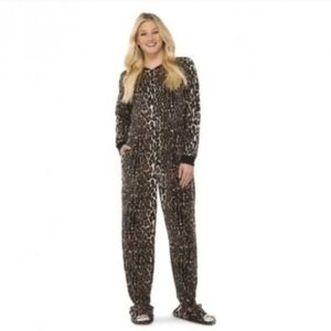 Nick And‎ Nora Leopard Pajama One Piece Zip Cat Face Feet